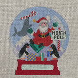 Needlepoint Handpainted Amanda Lawford North Pole Snow Globe 5"
