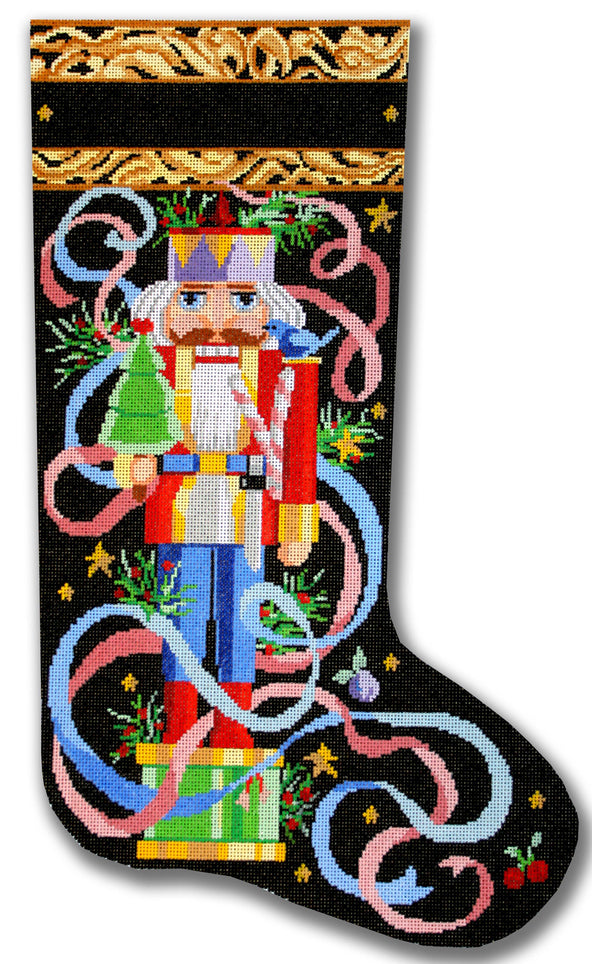 Needlepoint Handpainted Christmas Stocking Nutcracker CBK 21"