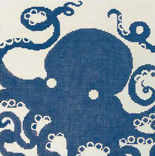 Needlepoint Handpainted CBK Octopus on Blue 10x10