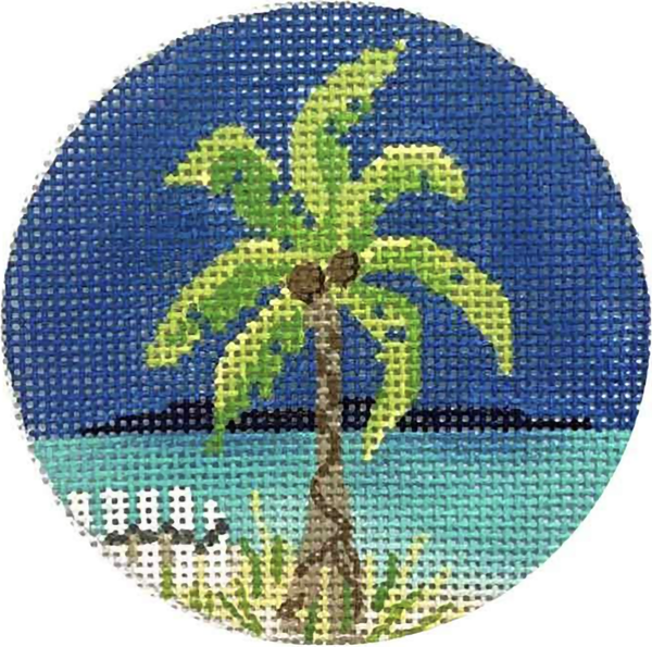 Needlepoint Handpainted Kelly Clark Palm Tree 3"