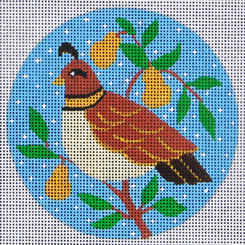 Needlepoint Handpainted Amanda Lawford Partridge Pear 4"