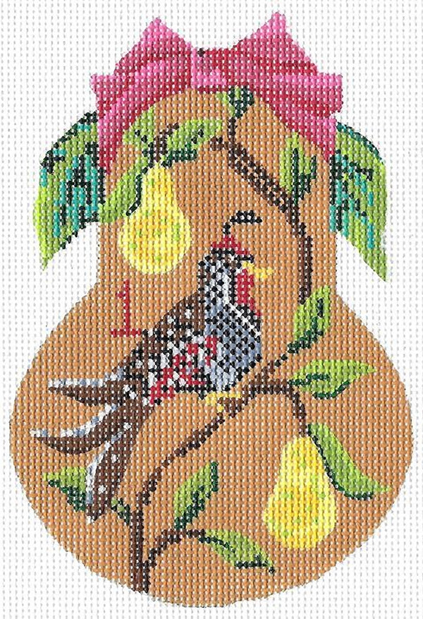 Needlepoint Handpainted Kelly Clark 12 Days of Christmas Pears Choose Canvas + Stitch Guides!!