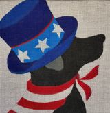 Needlepoint Handpainted Raymond Crawford Patriotic Black Lab 9x9