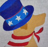 Needlepoint Handpainted Raymond Crawford Patriotic Yellow Lab 9x9