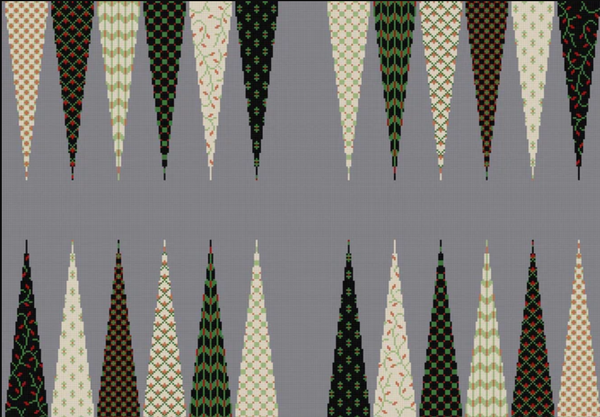 Needlepoint Handpainted Susan Roberts Backgammon Board Patterned Points