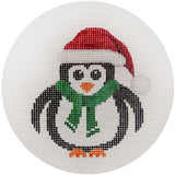 Needlepoint HandPainted JP Needlepoint Penguin w Muffler 4.5"