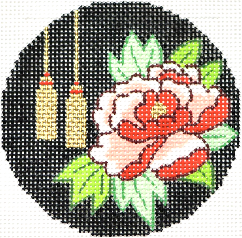 Needlepoint Handpainted Lee BJ Canvas Peony 3"