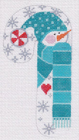 Needlepoint Handpainted Danji Snowman Peppermint Candy Cane