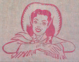 Needlepoint Handpainted Raymond Crawford Pink Cowgirl 8x11