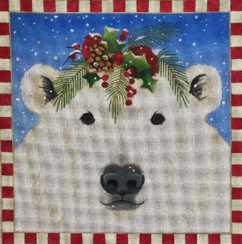 Needlepoint Handpainted Raymond Crawford Polar Bear 12"