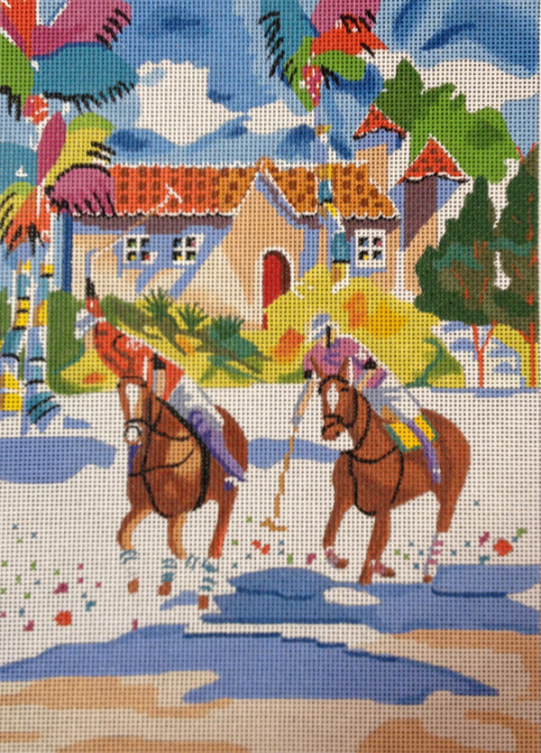Needlepoint Handpainted PLD Designs Polo Power 9x12