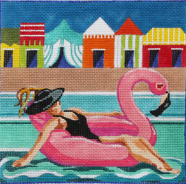 Needlepoint Handpainted Julie Mar Poolside Cabanas 6x6