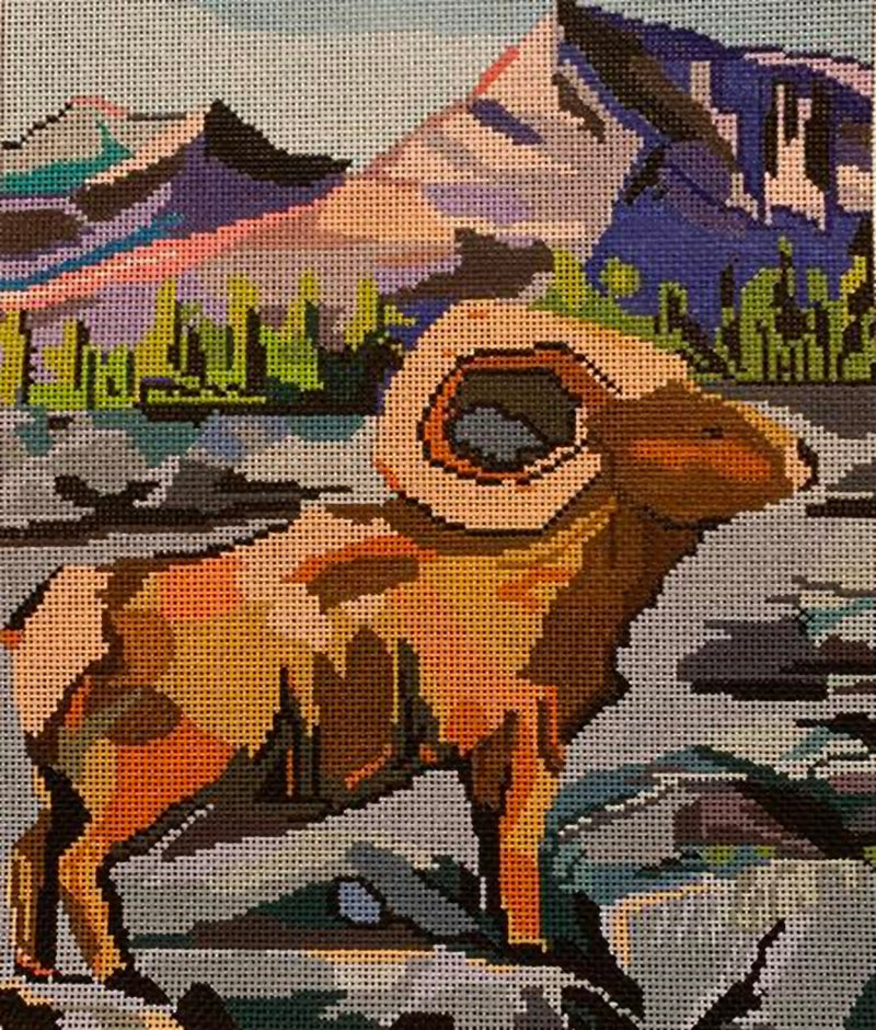 Needlepoint HandPainted Cooper Oaks Proud Ram 10x12