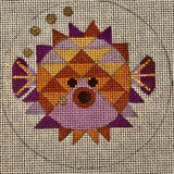 Needlepoint Handpainted Melissa Prince Puffer Fish 4"