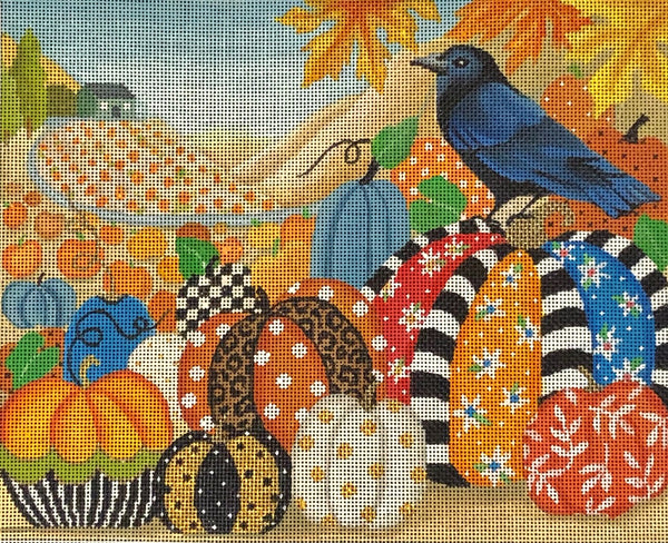Needlepoint Handpainted Amanda Lawford Pumpkin Patch 8x10