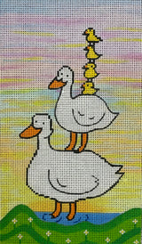 Needlepoint Handpainted Purple Palm Quack Stack 6x10