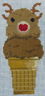Needlepoint Handpainted Susan Roberts Reindeer Cone 2x5