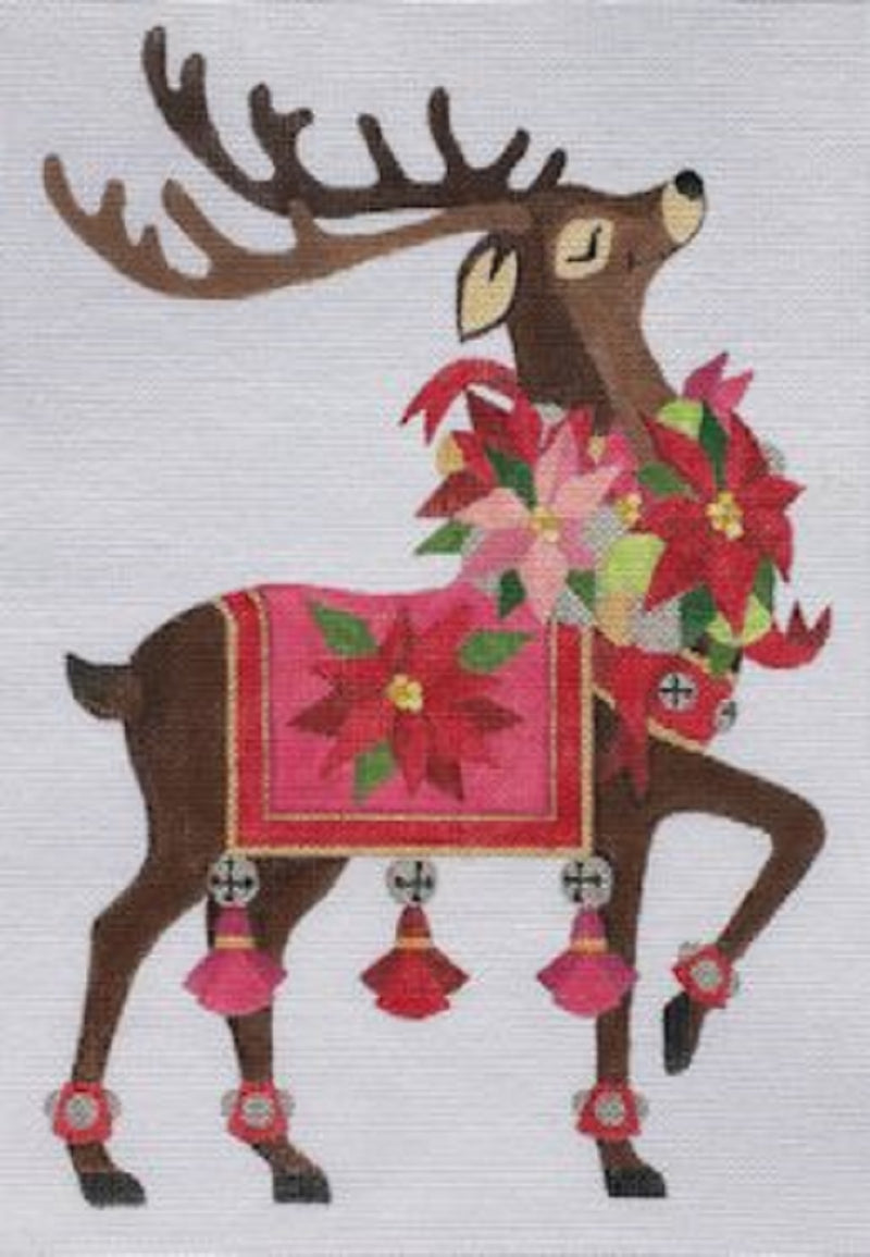 Needlepoint Handpainted Raymond Crawford Christmas Reindeer 12"