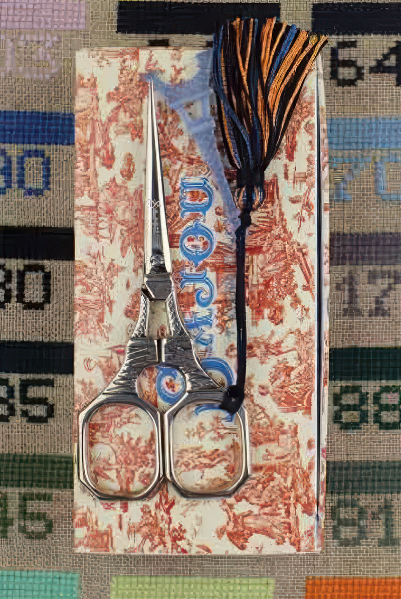 Sajou Embroidery Scissors Eiffel Tower Chrome with Blue Charm
