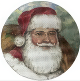 Needlepoint Handpainted Christmas Liz Goodrick Dillon Santa Face with Holly