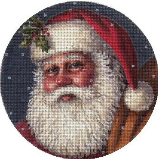 Needlepoint Handpainted Christmas Liz Goodrick Dillon Santa Face 6"