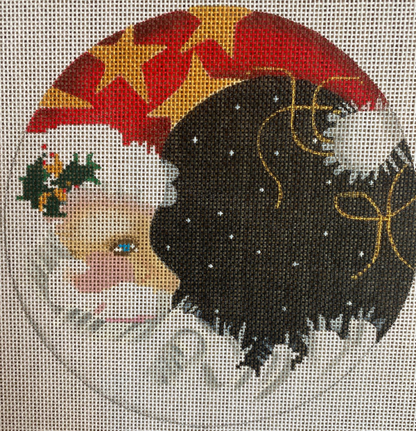 Needlepoint Handpainted Christmas Associated Talents Santa Moon 6"