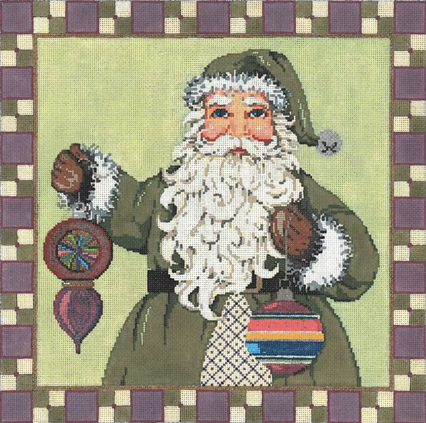 Needlepoint Handpainted Sandra Gilmore Christmas Santa Squares 12.5"