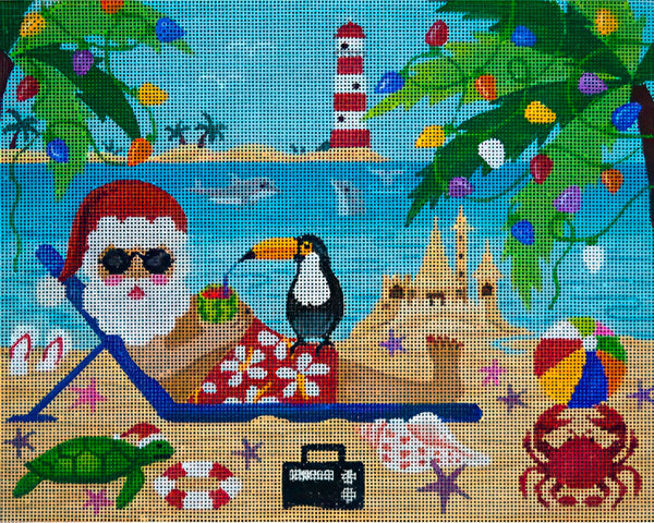 Needlepoint Handpainted Santa Baby JP Needlepoint 8x10