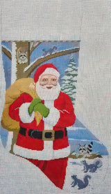 Needlepoint Handpainted Susan Roberts Santa Passing By Stocking 19"