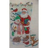 Needlepoint Handpainted Stocking Alice Peterson Santa Snowman 22"