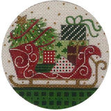 Needlepoint Handpainted Christmas Alice Peterson Santas Sleigh 4"