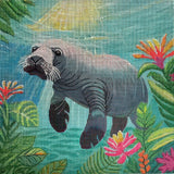 Needlepoint Handpainted Purple Palm Sea Drifter 8x8