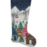 Needlepoint Handpainted Christmas Stocking Alice Peterson Ski Village