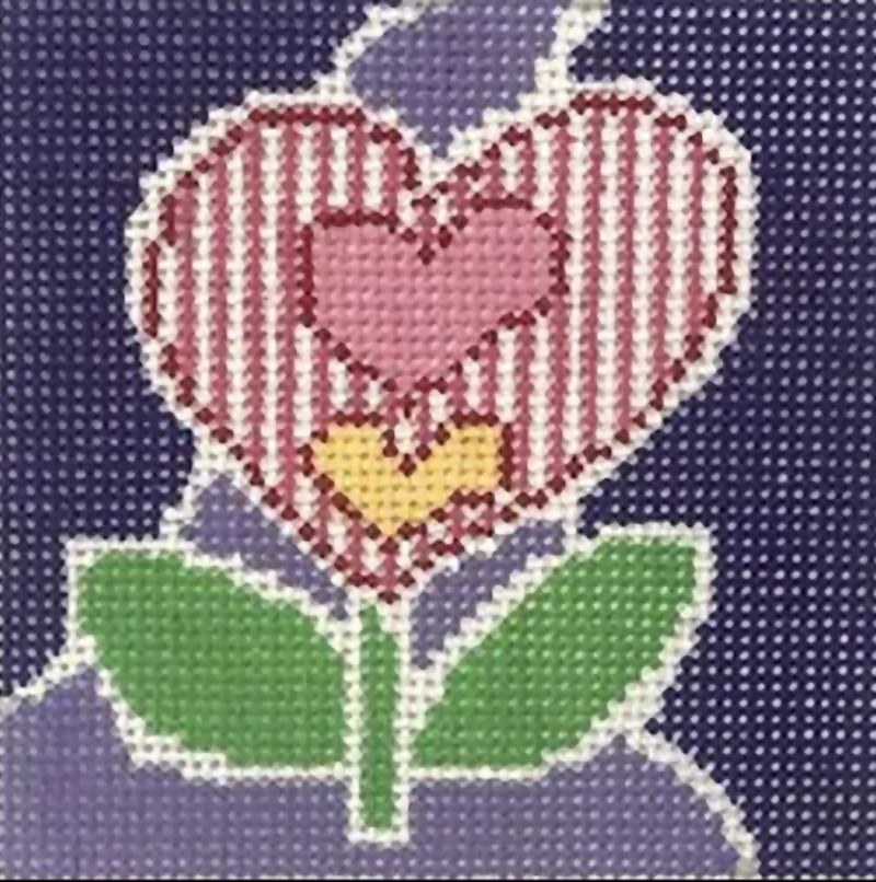 Needlepoint Handpainted Jean Smith Small Passion Flower Coaster #4