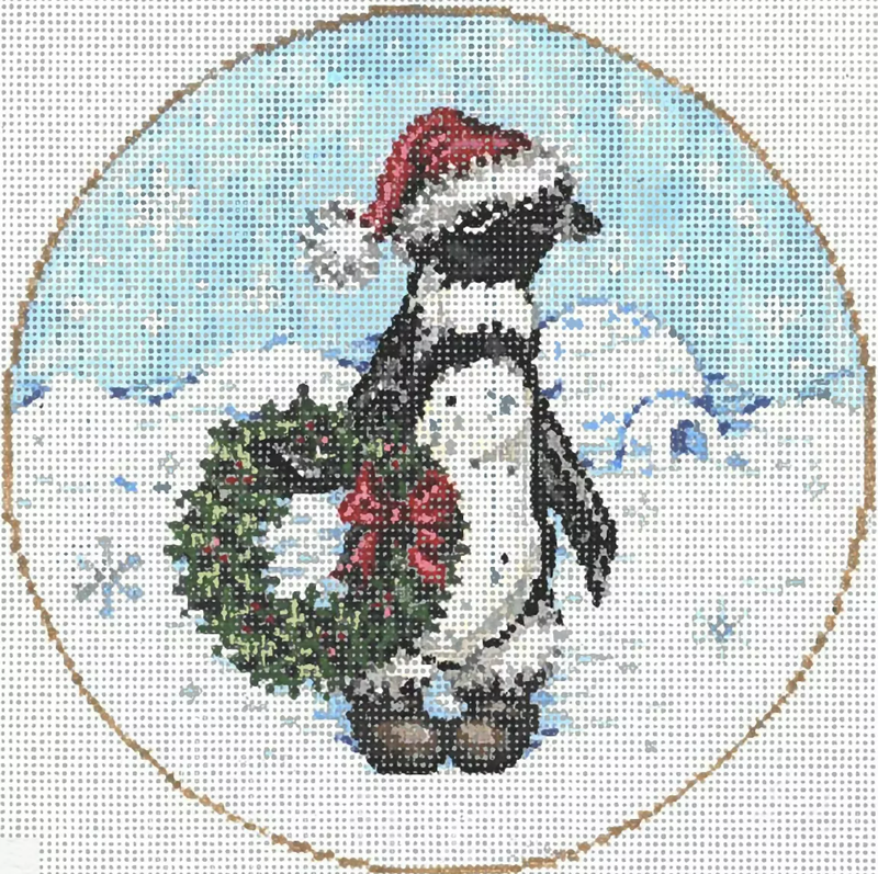 Needlepoint Handpainted Christmas Sandra Gilmore Snow Home 6.25"