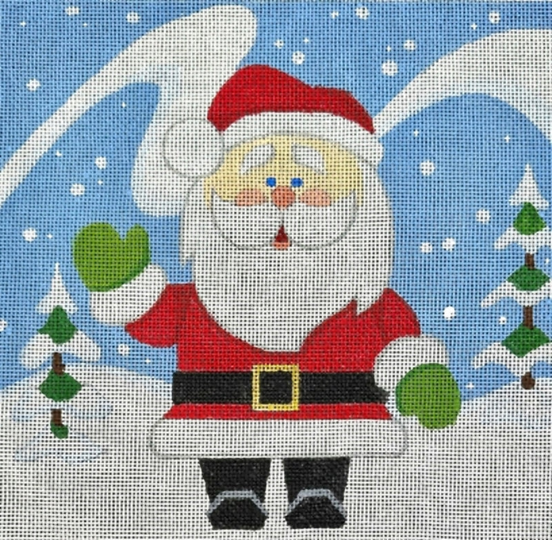 Needlepoint Handpainted Raymond Crawford Snowy Santa