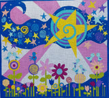 Needlepoint Handpainted Suzie Vallerie Star Garden 12x12
