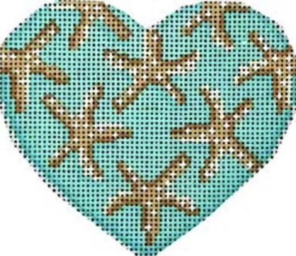 Needlepoint Handpainted Christmas Associated Talents Starfish Heart 3x3