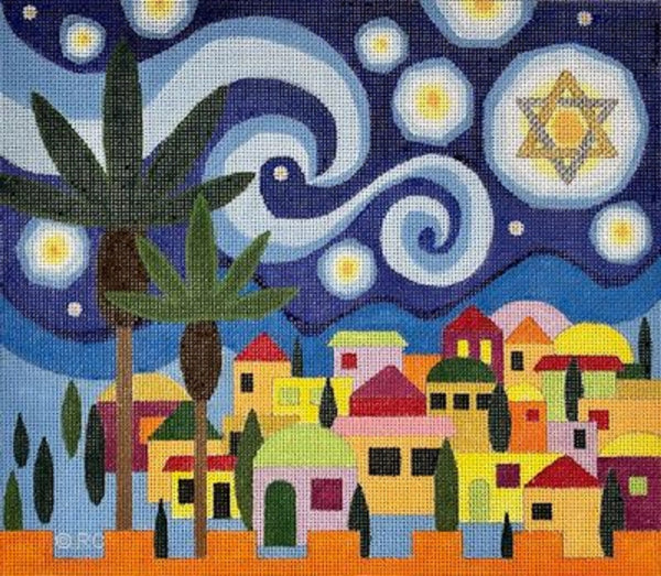 Needlepoint Handpainted Raymond Crawford Starry Night Tallis 11x13
