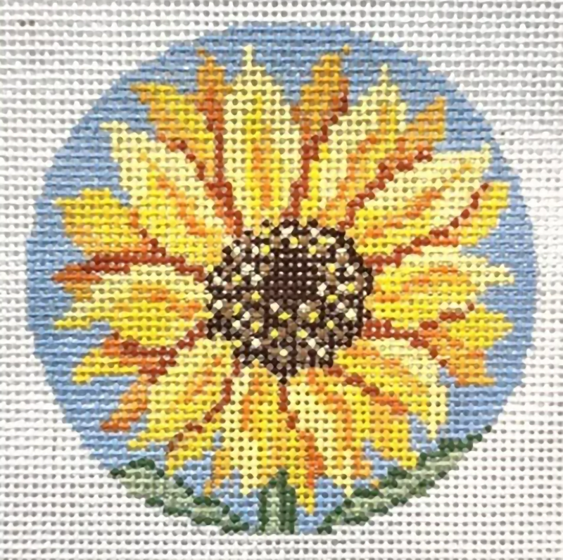 Needlepoint Handpainted Needle Crossings Sunflower 3"