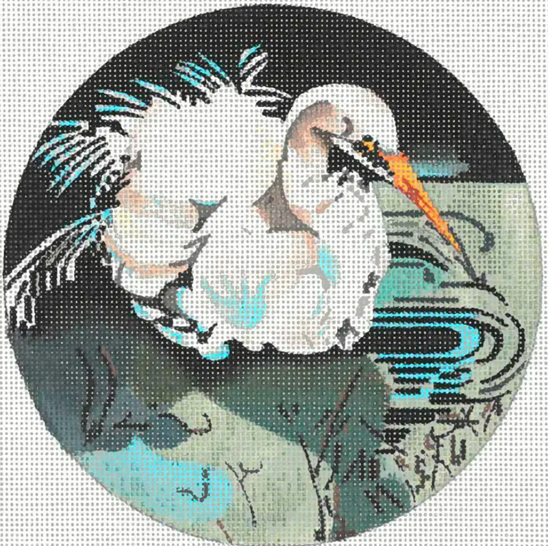 Needlepoint Handpainted Joy Juarez Swan 6"