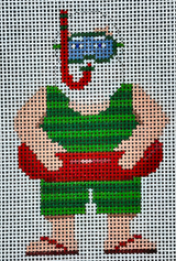 Needlepoint Handpainted Susan Roberts Swimming Santa 3x5