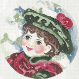 Needlepoint Handpainted Christmas Joy Juarez Teddy with Red Scarf 6"