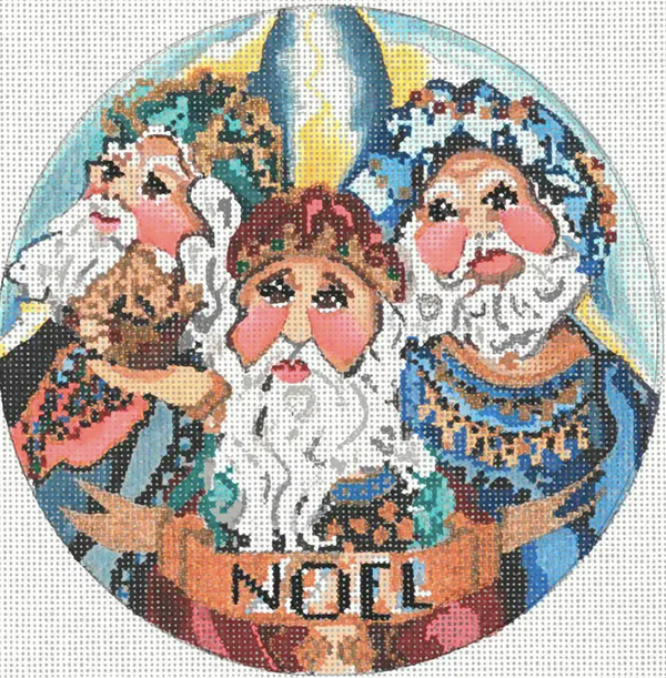 Needlepoint Handpainted Joy Juarez Noel Three Wise Men 6.5"