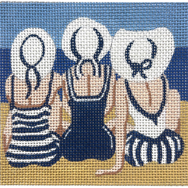 Needlepoint Handpainted Alice Peterson Three Ladies on Beach 5x5