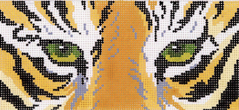 Needlepoint Handpainted Lee BB Canvas Tiger Eyes 6 x 2.75"