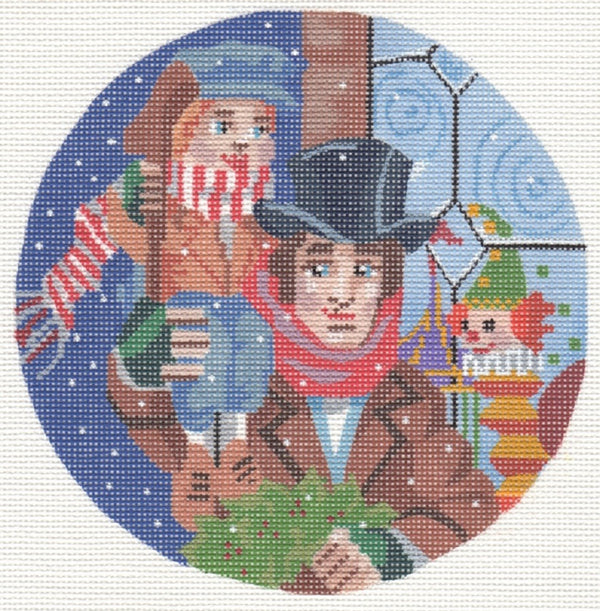 Needlepoint Handpainted Tiny Tim and Bob Cratchit Labors of Love 6"