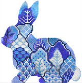 Needlepoint Handpainted Kelly Clark Tobacco Leaf Bunny 4x5