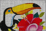 Needlepoint Handpainted Colors of Praise Luggage Insert Toucan with Flower 3x2