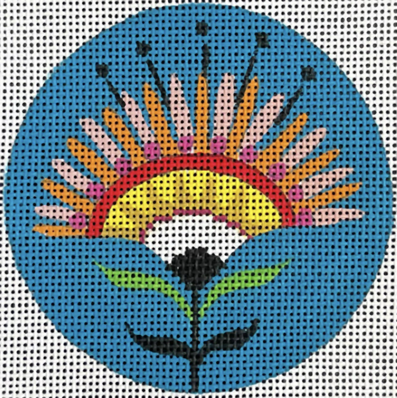 Needlepoint Handpainted Colors of Praise Tribal Patch Flower 3" IN367